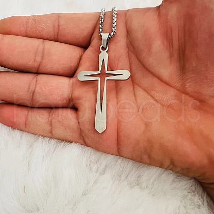Hollow Out Cross Stainless Steel Pendant Necklaces for Men FS-WGAF8AC-01-1