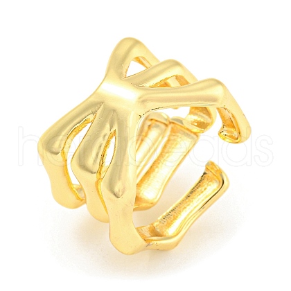Rack Plating Brass Skull Open Cuff Rings RJEW-Q784-02G-1