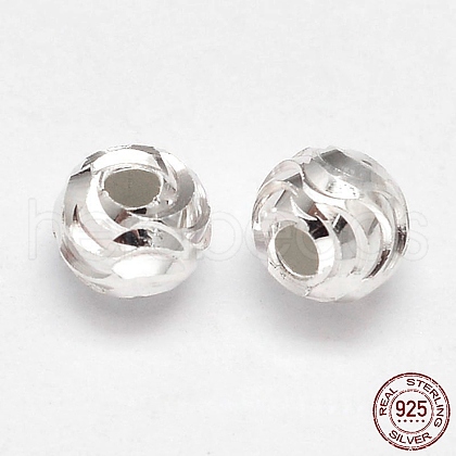 Fancy Cut 925 Sterling Silver Round Beads STER-F012-08A-1