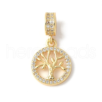 Brass Micro Pave Cubic Zirconia European Dangle Charms ZIRC-I071-22G-01-1