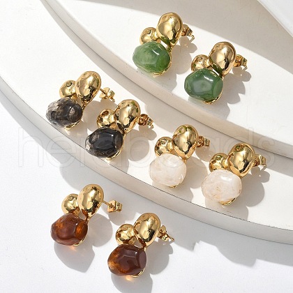 304 Stainless Steel Stud Earrings EJEW-S253-04A-G-1