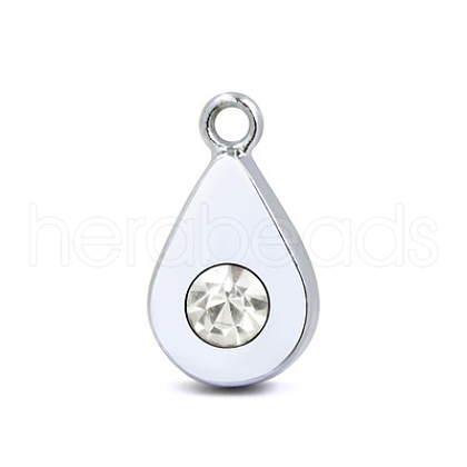 Platinum Plated Alloy Glass Rhinestone Charms PALLOY-TAC0015-01D-1