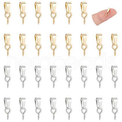 Unicraftale 80Pcs 2 Colors 304 Stainless Steel Screw Eye Pin Peg Bails STAS-UN0060-43-1