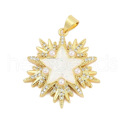 Brass Micro Pave Clear Cubic Zirconia Pendants KK-I723-16G-1