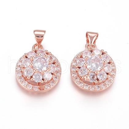 Brass Micro Pave Cubic Zirconia Pendants ZIRC-I039-01C-RG-1