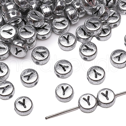 50Pcs Silver Plating Acrylic Beads PW-WG2E8AD-02-1