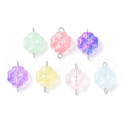 7Pcs 7 Colors Transparent Spray Painted Glass Connector Charms PALLOY-JF03520-01-1