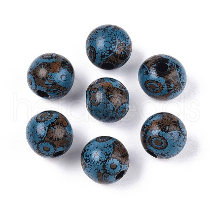 Bohemian Style Printed Schima Wood Beads WOOD-T032-31B-1
