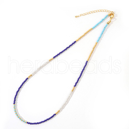 Vintage Short Colorful Glass Seed Beaded Necklace AF0855-4-1