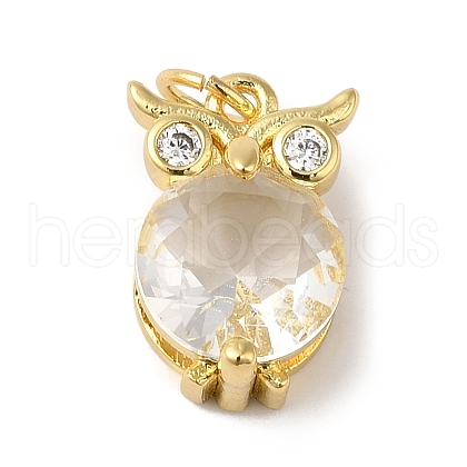 Rack Plating Brass Micro Pave Clear Cubic Zirconia Charms KK-B092-27G-1