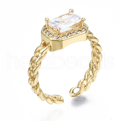 Mother's Day Rings Brass Micro Pave Cubic Zirconia Cuff Rings RJEW-Q161-003D-NF-1