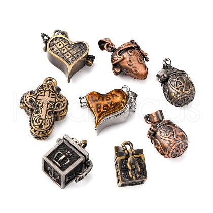 Brass Prayer Box Pendants KK-MSMC001-1-1