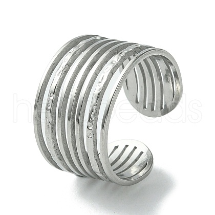 304 Stainless Steel Open Cuff Ring RJEW-L110-041P-1