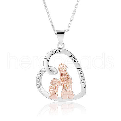 Heart Pendant Necklace Mother and Daughter Sitting Side-by-Side Necklace Cute Hollow Heart Dangle Necklace Charms Jewelry Gifts for Women Mother's Day Christmas Birthday Anniversary JN1099A-1