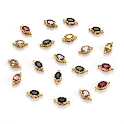 Real 18K Gold Plated Brass Micro Pave Cubic Zirconia Links Connectors ZIRC-L100-013G-1