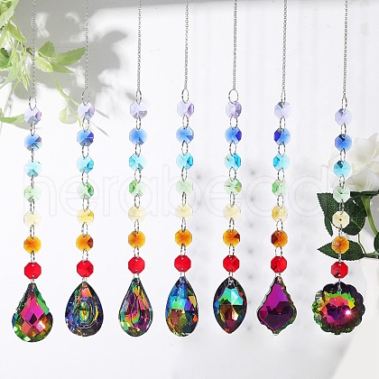 Glass Leaf/Horse Eye/Teardrop/Flower Hanging Ornaments PW-WG6DA74-01-1