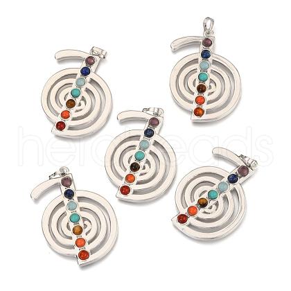 Platinum Plated Brass Gemstone Musical Note Pendants G-J264-03-1