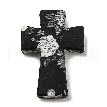 Cross with Flower Silicone Focal Beads SIL-G006-02G-1