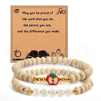 Wood Polymer Clay Beaded Bracelets FS-WGA7C7B-01-1