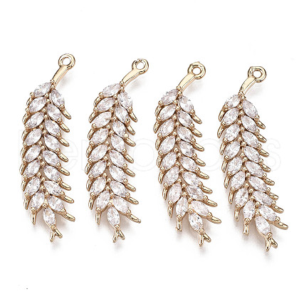 Autumn Theme Brass Micro Pave Cubic Zirconia Pendants X-KK-R111-068-1