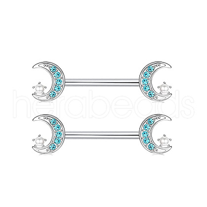 316L Surgical Stainless Steel Moon Nipple Rings WG12885-07-1