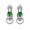 Brass Clear & Green Cubic Zirconia Connector Charms KK-N216-356P-1