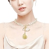 Synthetic Turquoise Starfish Shape Beaded Adjustable Necklaces NJEW-JN05220-2