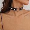 Spiked Rivet Alloy Heart Link PU Leather Choker Necklaces for Women FS-WGC3189-01-2