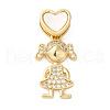 Rack Plating Brass Micro Pave Cubic Zirconia Pendants KK-L220-018G-02-1