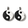 Natural Howlite & Obsidian Flat Round Pendants G-C095-05P-1