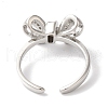 Bowknot Brass Micro Pave Clear Cubic Zirconia Open Cuff Rings for Women RJEW-C098-08P-3