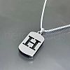 Rectangle with Laser Cut Letter 201 Stainless Steel Initial Pendant Necklaces WGA5E8C-08-1