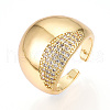 Brass Micro Pave Clear Cubic Zirconia Cuff Rings for Women KK-T074-08G-4