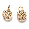 Brass Micro Pave Clear Cubic Zirconia Charms ZIRC-C020-52G-1