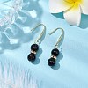 Natural Black Onyx with Rhinestone Dangle Earrings for Women EJEW-JE06042-2
