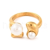 Ion Plating(IP) 304 Stainless Steel Open Cuff Finger Rings for Women RJEW-S414-01B-G-2