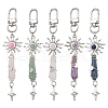 5Pcs Bullet Natural Lapis Lazuli & Green Aventurine & Amethyst & Quartz Crystal & Rose Quartz & Yellow Jade Pendant Decoration HJEW-JM03056-1