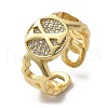 Brass Micro Pave Clear Cubic Zirconia Open Cuff Rings for Women RJEW-K289-02G-X-4