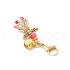 Angel Glass Beaded & Alloy Pendant Decorations HJEW-MZ00193-03-4