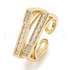 Brass Micro Pave Cubic Zirconia Cuff Rings RJEW-I103-011G-1