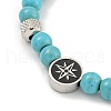 304 Stainless Steel & Synthetic Turquoise Round Beaded Bracelets for Women BJEW-G717-09-3