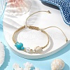 Synthetic Turquoise with Shell Pearl Braided Bead Bracelets for Women BJEW-JB11123-2