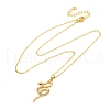 Brass Micro Pave Clear Cubic Zirconia Snake Pendant Necklaces NJEW-S438-02B-G-4