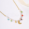 Stainless Steel & Imitation Pearl Moon Pendant Anklets for Women FL7055-3