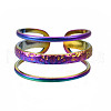 Hollow 3 Line Cuff Rings RJEW-N038-010-2