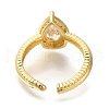 Rack Plating Brass Micro Pave Cubic Zirconia Open Cuff Rings for Women RJEW-S244-02G-A-3