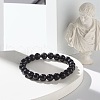 Natural Obsidian & Lava Rock Round Beads Stretch Bracelets Set BJEW-JB06982-04-8