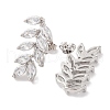 Leaf Brass Micro Pave Clear Cubic Zirconia Dangle Stud Earrings EJEW-F348-01P-2