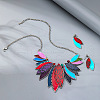 Leaf Alloy with Imitation Leather Pendant Necklace & Stud Dangle Earring FS-WGFF9DD-04-3