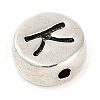 925 Sterling Silver Flat Round with Letter Beads STER-G044-01AS-K-2
